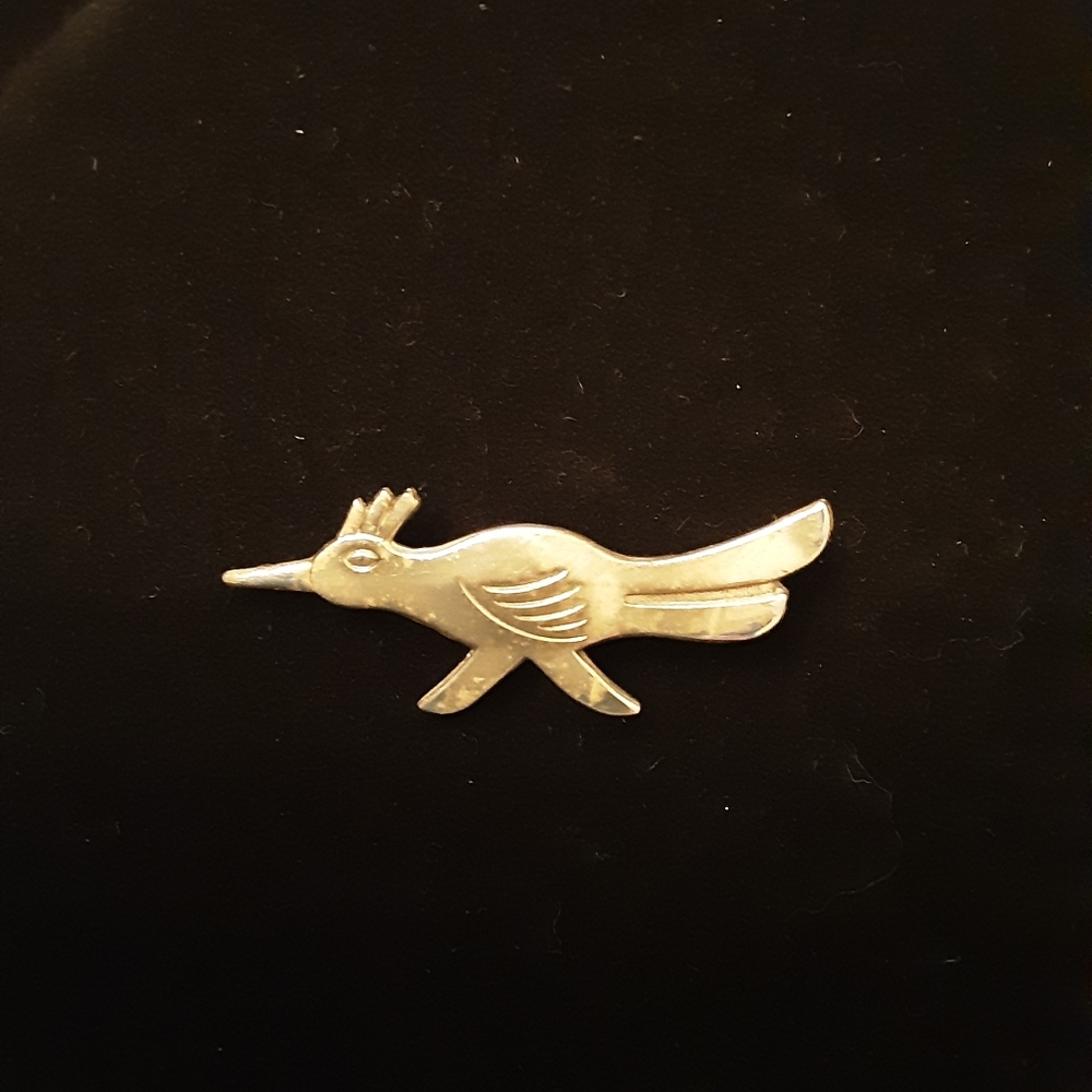 Sterling silver Roadrunner brooch
